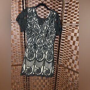 MSLG Black Lace Overlay Cocktail Dress – Size Large